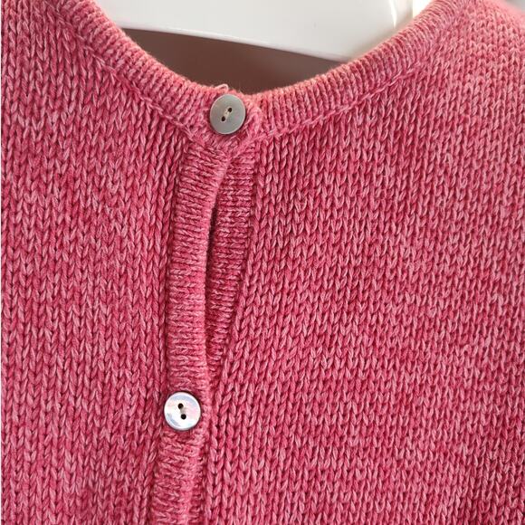 LL Bean Pink Coral 100% Cotton Button Front Cardigan, XL - Picture 3 of 8